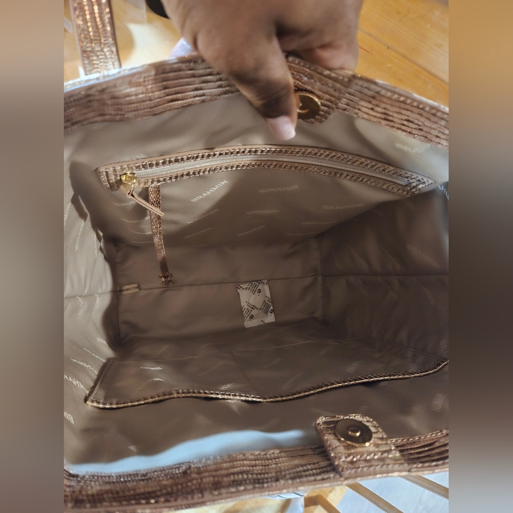Brahmin Jayden Gold Genuine Leather Tote NWT - Picture 7 of 7